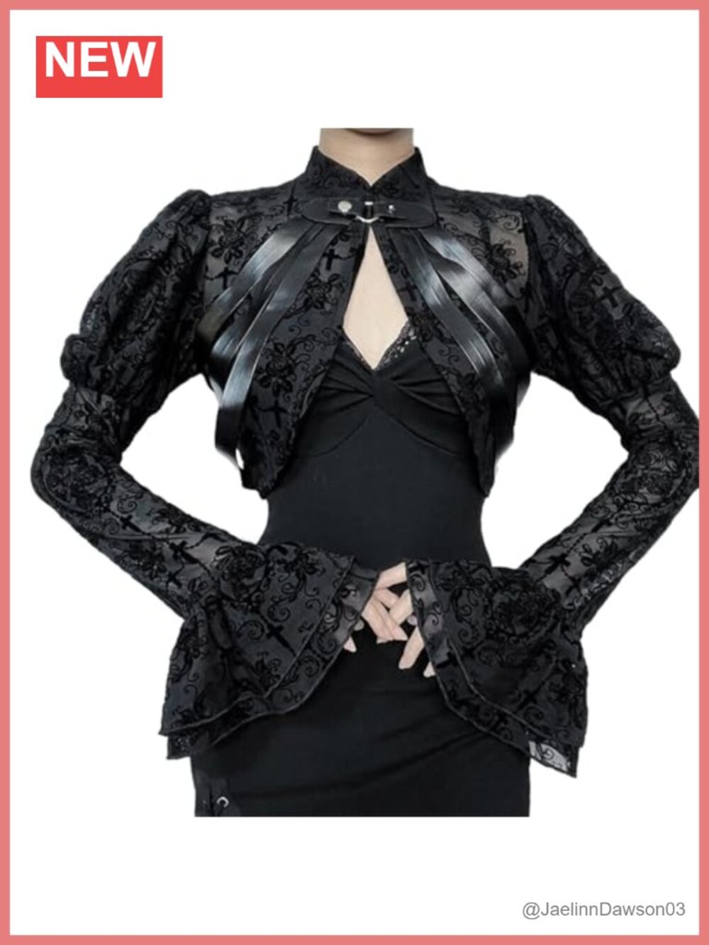 Gothic Mesh Crop Top Bell Sleeve Lace Shrug Cover Up Y2k Women
